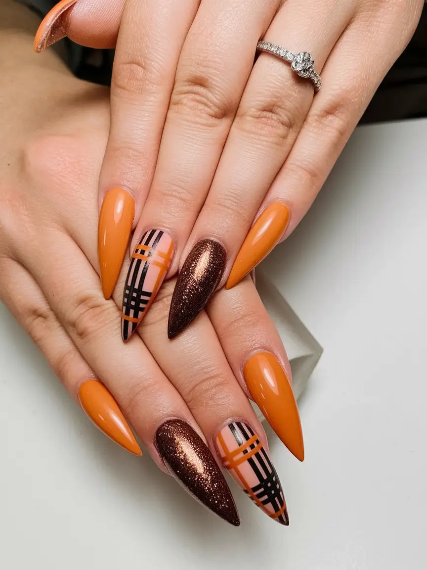 Fall Stiletto Nails 2025: Trendy Designs in Green, Orange, Matte & More